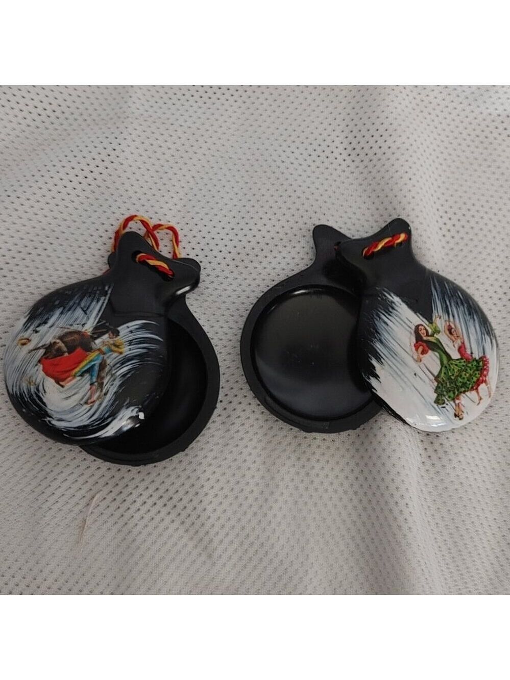 Two Vintage Castanets Hand Painted